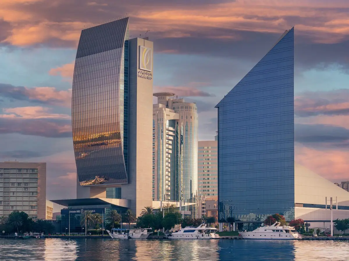 Dubai skyline at sunset