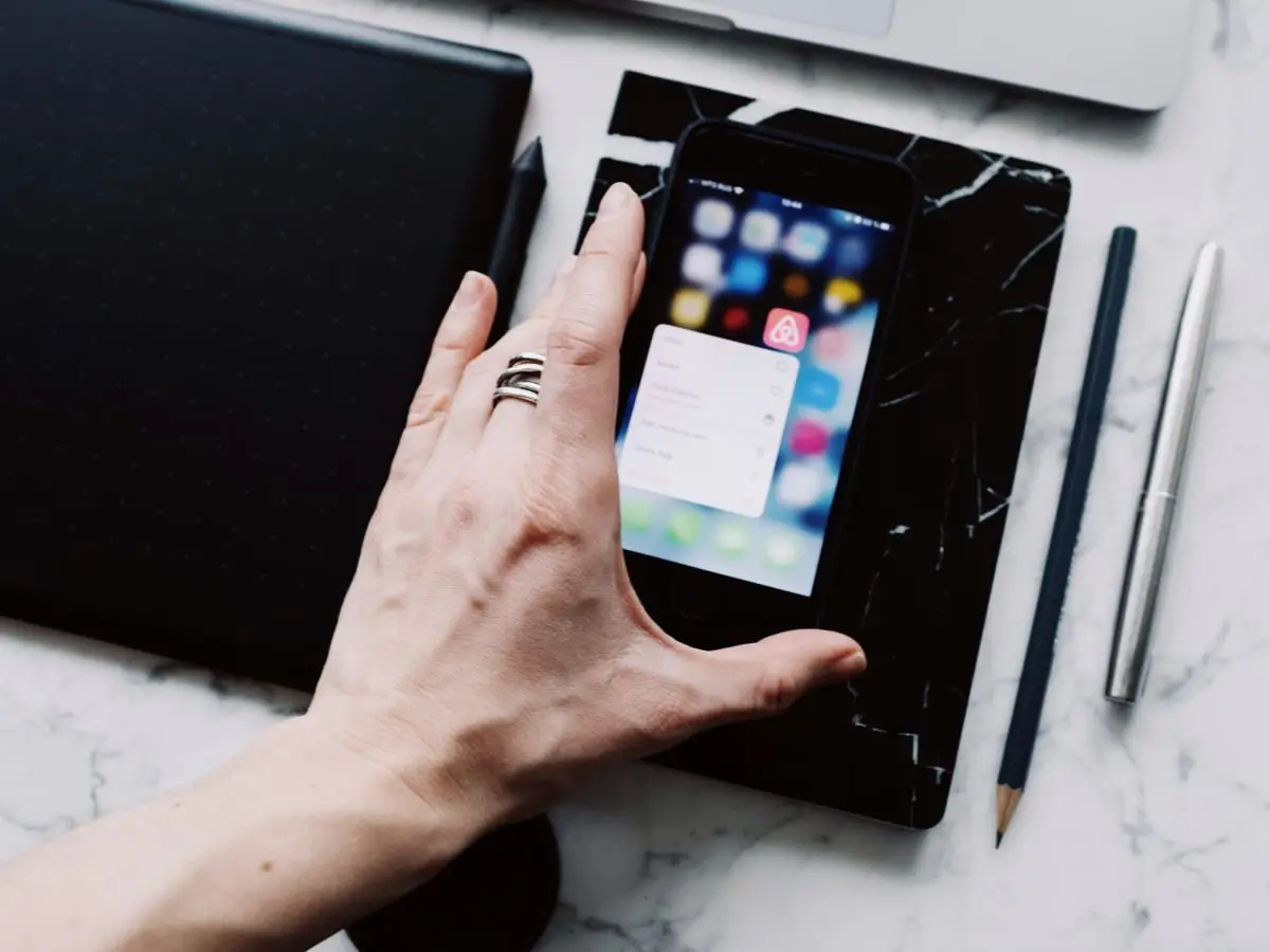 Smartphone with apps on a desk