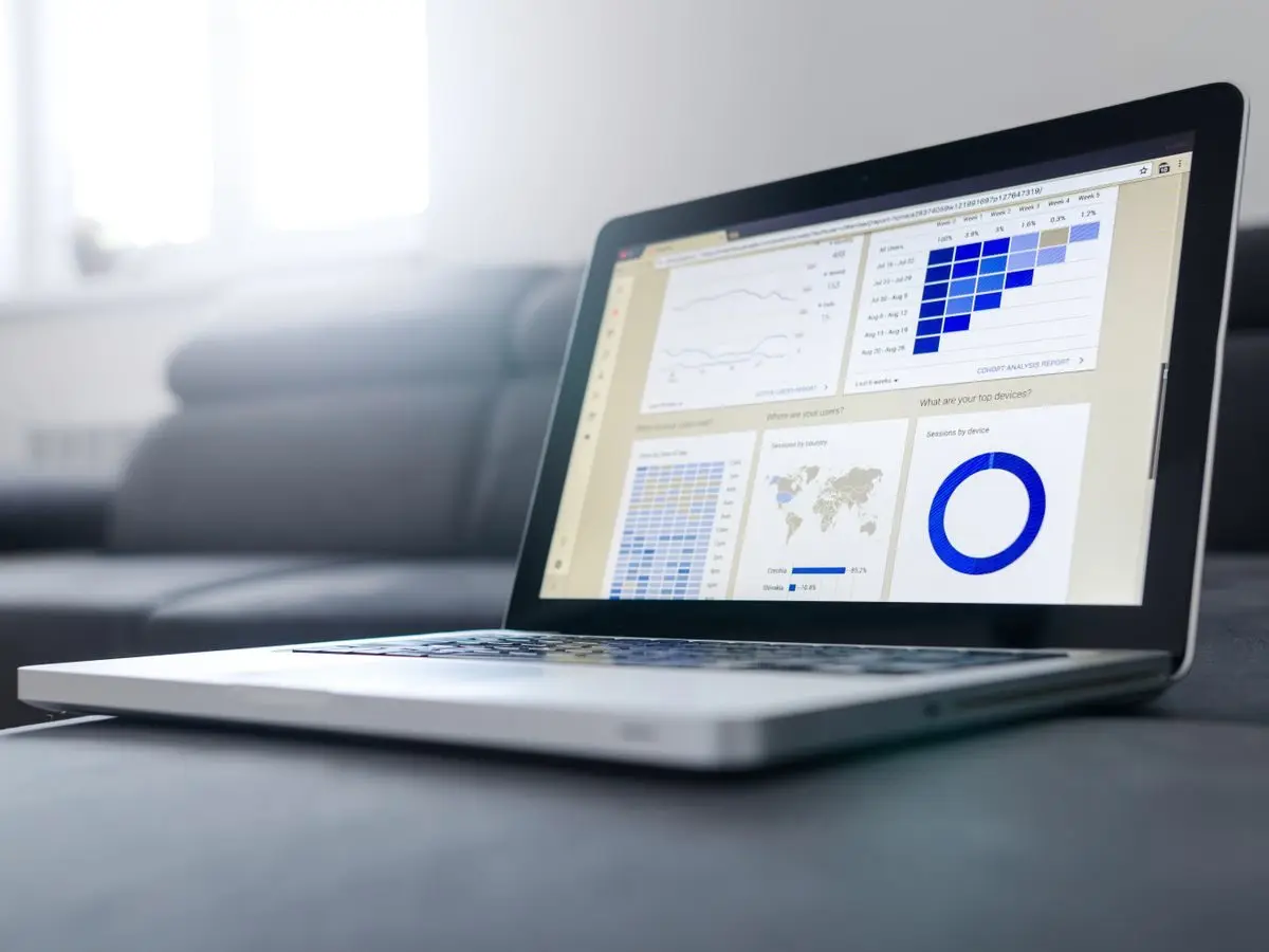 Laptop showing analytics dashboards