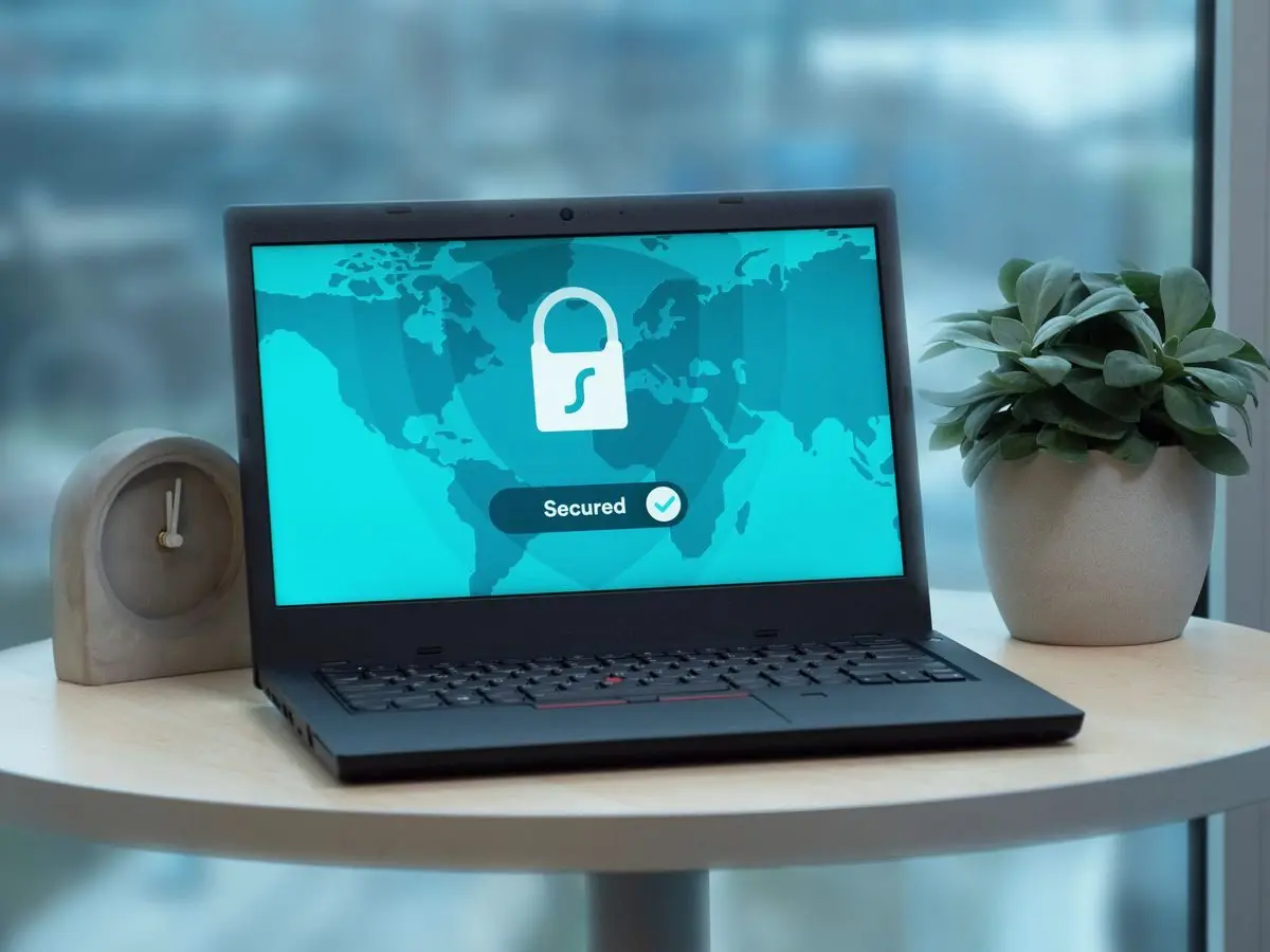 Laptop showing a security lock icon