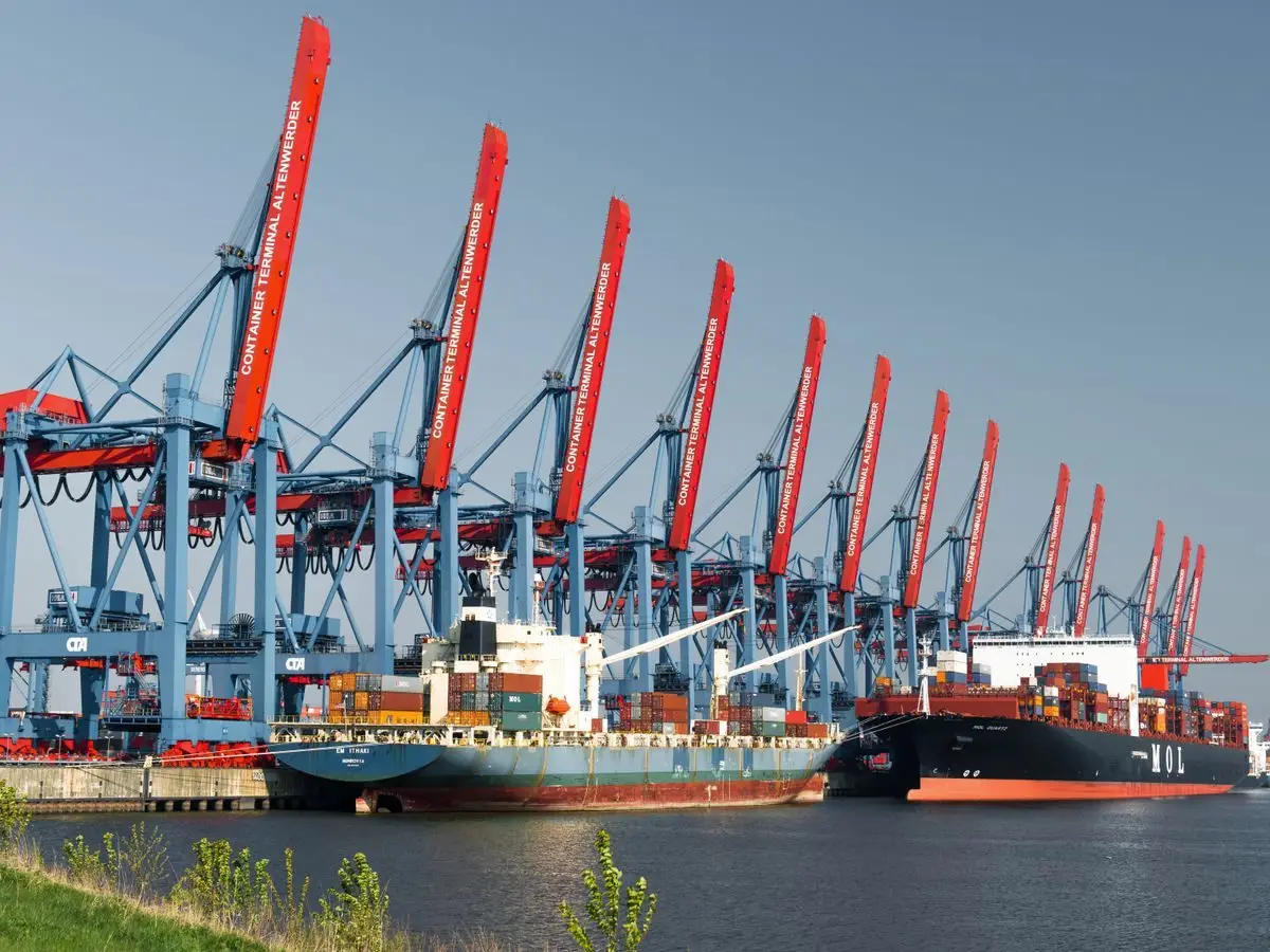 Container ships at a port terminal