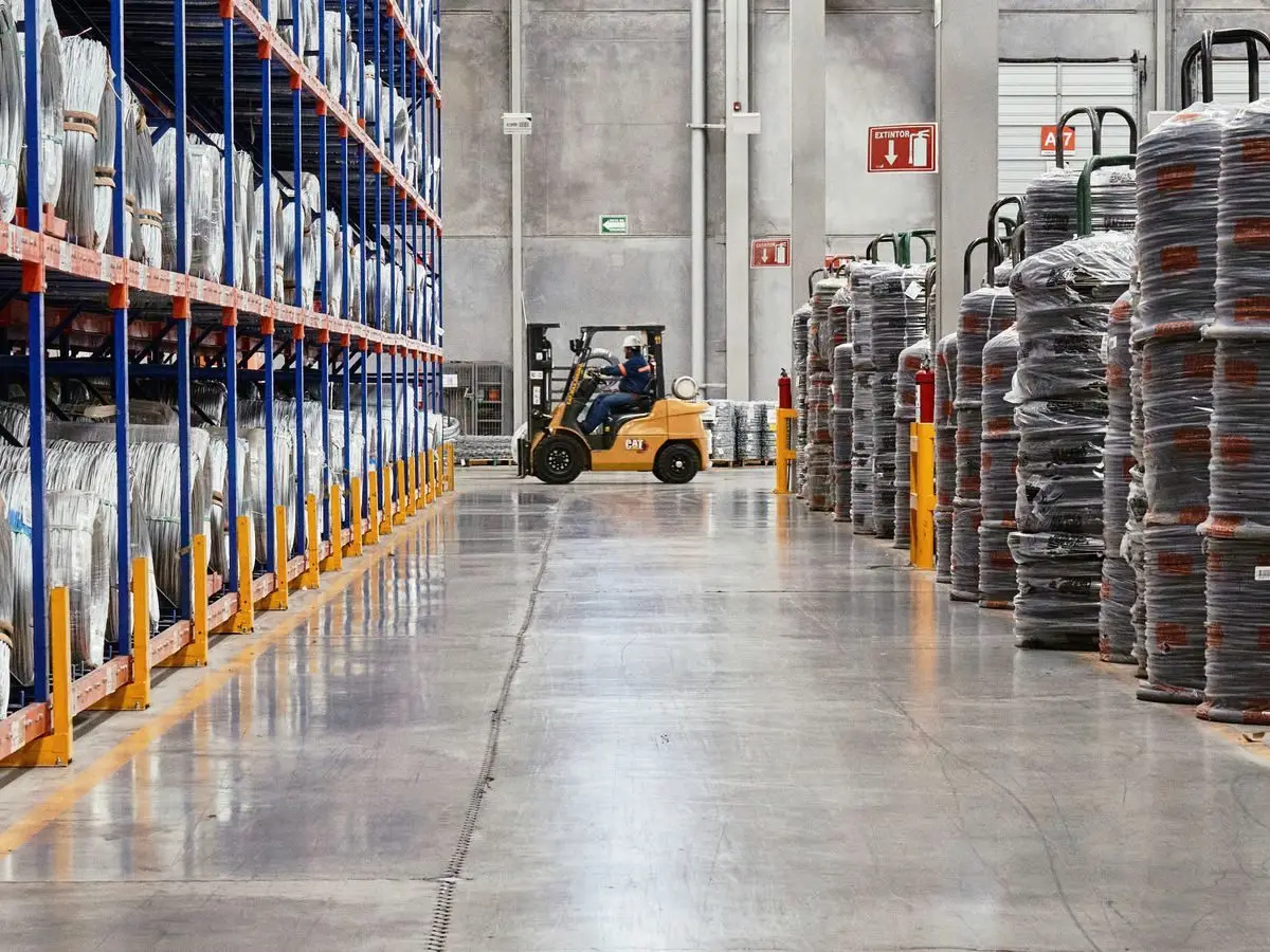 Forklift in a warehouse