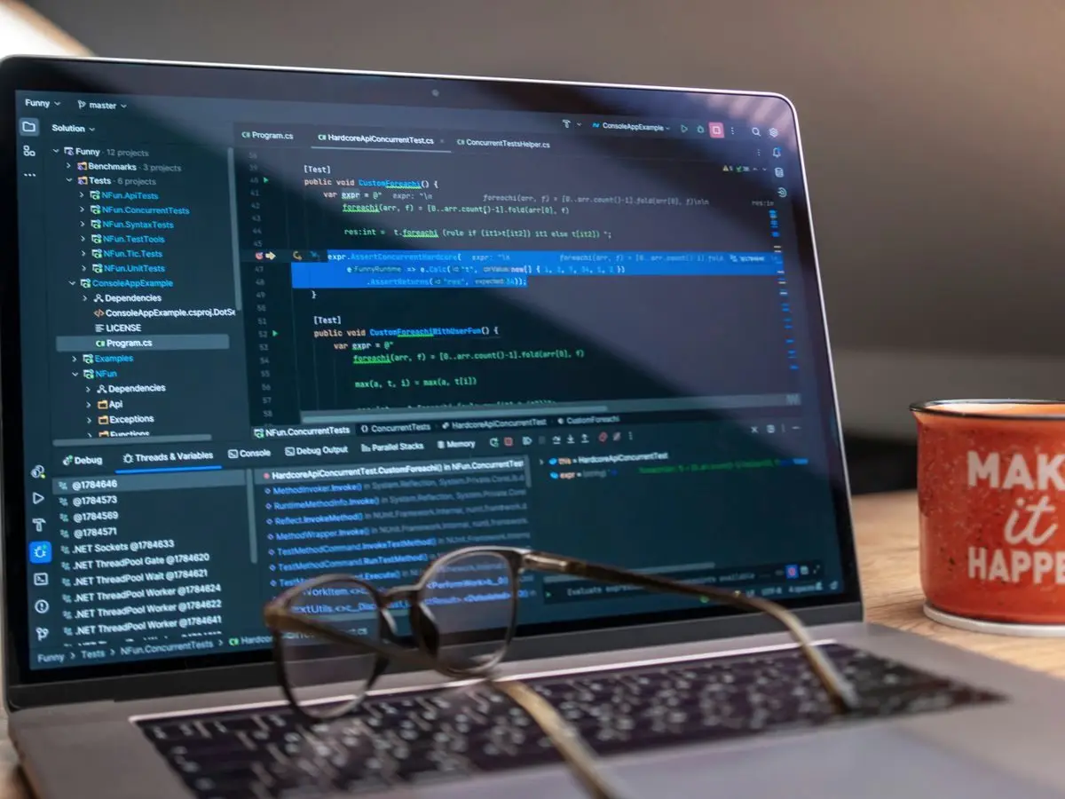 Laptop with a code editor