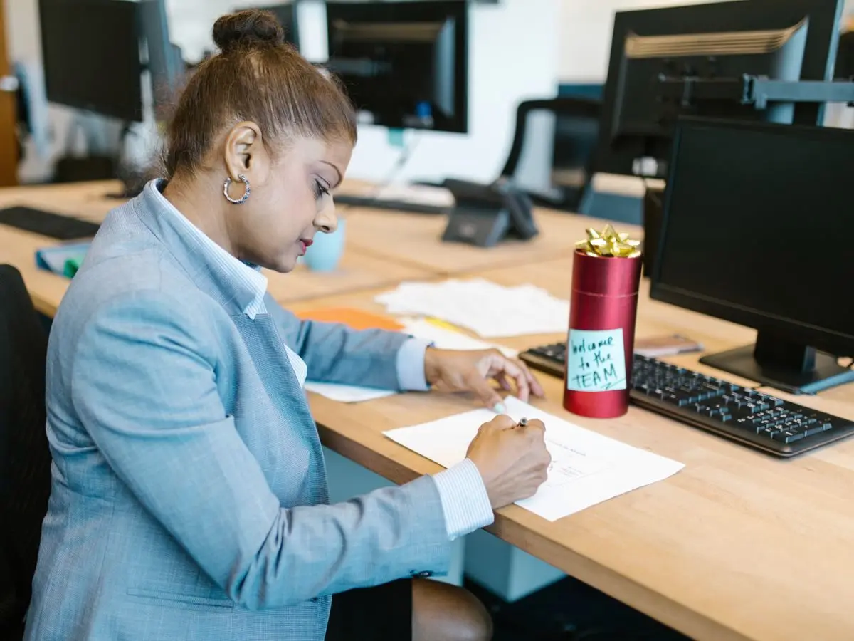 New team member at her desk
