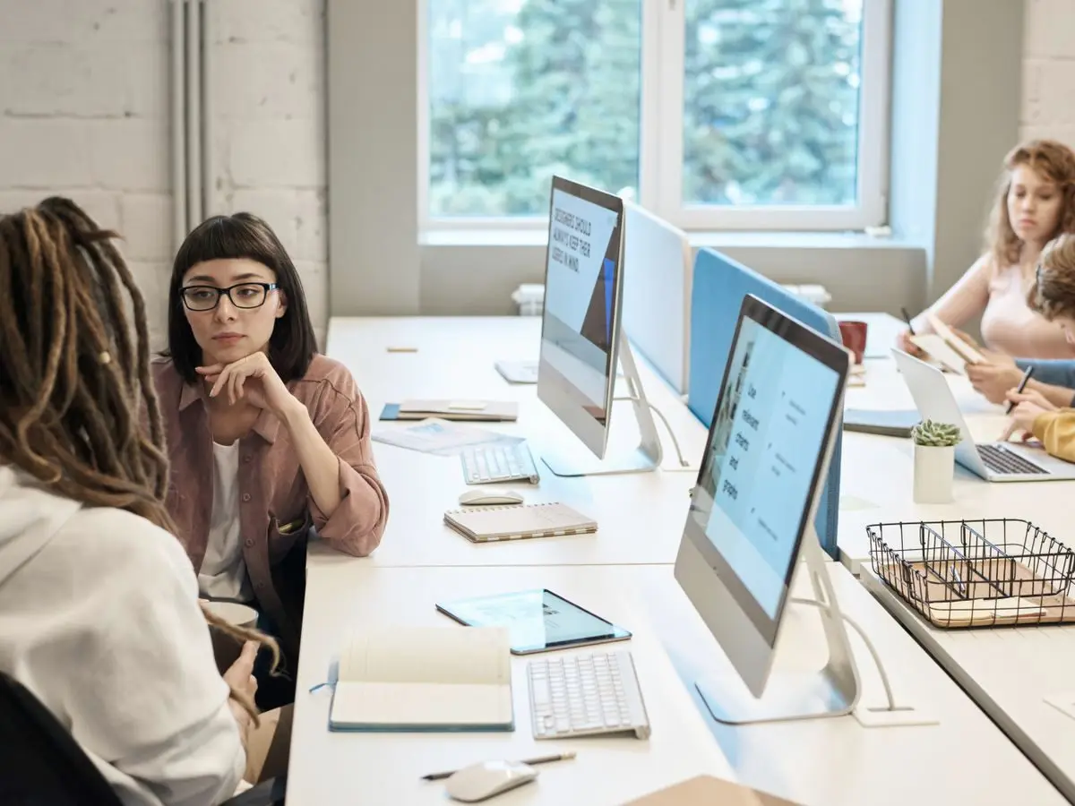 Team working together in a modern office